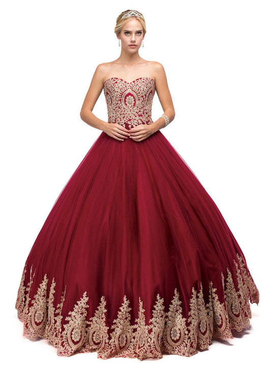 Dancing Queen - 1115 Bead Embellished Sweetheart Formal Ball Gown In Red