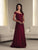 Montage by Mon Cheri - 111919 Off Shoulder Weaved Bodice A-Line Gown In Red