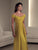 Montage by Mon Cheri - 111919 Off Shoulder Weaved Bodice A-Line Gown In Yellow