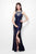 Primavera Couture - 1121 Embellished Sleeveless Long Dress with Slit in Blue