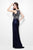 Primavera Couture - 1121 Embellished Sleeveless Long Dress with Slit in Blue