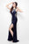 Primavera Couture - 1121 Embellished Sleeveless Long Dress with Slit in Blue