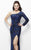 Primavera Couture - 1124 Sequined Long Gown with Slit in Blue