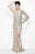 Primavera Couture - 1124 Sequined Long Gown with Slit in Neutral