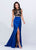 Ashley Lauren - 1124 Illusion Lace and Satin Evening Dress in Blue