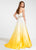 Ashley Lauren - 1129 Strapless Ombre Evening Gown in White and Yellow