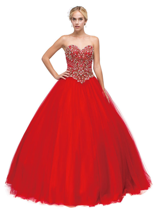 Dancing Queen - 1132 Strapless Beaded Quinceanera Ballgown