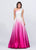 Ashley Lauren - 1132 Bow Accented Ombre Satin A-line Dress in White and Pink