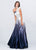 Ashley Lauren - 1132 Bow Accented Ombre Satin A-line Dress in White and Blue