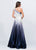 Ashley Lauren - 1132 Bow Accented Ombre Satin A-line Dress in White and Blue