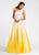 Ashley Lauren - 1132 Bow Accented Ombre Satin A-line Dress in White and Yellow