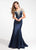 Ashley Lauren - 1135 Illusion Beaded Evening Dress in Blue