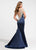 Ashley Lauren - 1135 Illusion Beaded Evening Dress in Blue