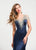 Ashley Lauren - 1135 Illusion Beaded Evening Dress in Blue