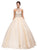 Dancing Queen - 1136 Illusion Halter Beaded Quinceanera Gown in Nude