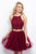 Blush - 11361 Two Piece Beaded Halter Cocktail Dress In Red