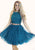 Blush - 11361 Two Piece Beaded Halter Cocktail Dress In Blue