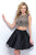 Blush - 11368 Two Piece Metallic Lace Appliqued Dress In Black and Gold