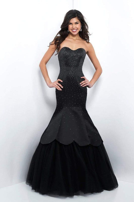 Blush - 11387 Strapless Bejeweled Mikado Mermaid Gown In Black