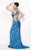 Primavera Couture - 1131 Sequined Long Gown with Slit in Blue