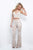 Blush - 11391 Two Piece Fitted V Neck Jumpsuit In White and Neutral