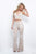 Blush - 11391 Two Piece Fitted V Neck Jumpsuit In White and Neutral