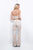Blush - 11391 Two Piece Fitted V Neck Jumpsuit In White and Neutral