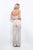 Blush - 11391 Two Piece Fitted V Neck Jumpsuit In White and Neutral