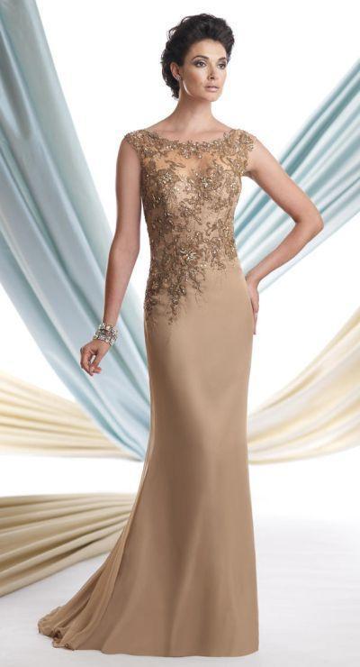 MONTAGE BY MON CHERI - LONG DRESS IN TAUPE 113920