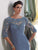 Montage - 113949 Beaded Quarter Length Sleeves Dress in Blue