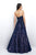 Blush - 11395 Sequined Strapless Fitted Gown In Blue and Neutral