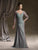 Ivonne D by Mon Cheri - Ruched V Neck Quarter Length Sleeves Dress in Green