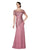 Mon Cheri - Sheer Laced Mermaid Long Dress in Pink