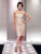 Social Occasions - 114825 Ruched Embellished Illusion Bateau Neck Dress in Neutral