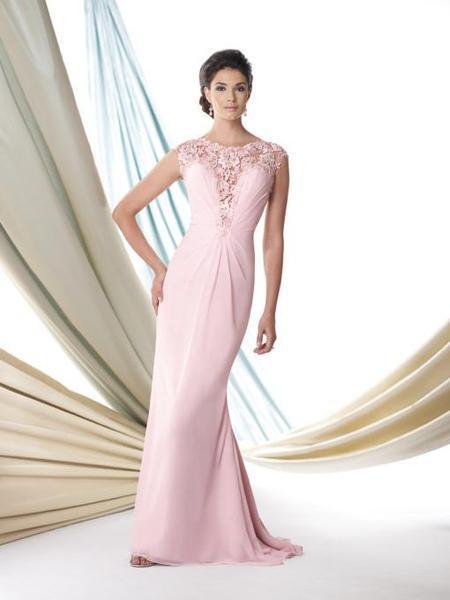 Mon Cheri - Montage by Mon Cheri 114926 Chiffon Venise Lace Dress In Pink
