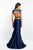 Blush - 11500 Two Piece Beaded Mermaid Gown In Blue