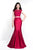 Blush - 11500 Two Piece Beaded Mermaid Gown In Red