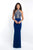 Blush - 11502 Beaded Plunging Cutout High Halter Gown In Blue