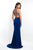Blush - 11502 Beaded Plunging Cutout High Halter Gown In Blue