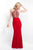 Blush - 11502 Beaded Plunging Cutout High Halter Gown In Red