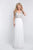 Blush - 11503 Beaded Plunging Floral Evening Gown In White and Silver