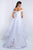 Blush - 11506 Floral Detailed Off Shoulder High Low Gown In White and Purple