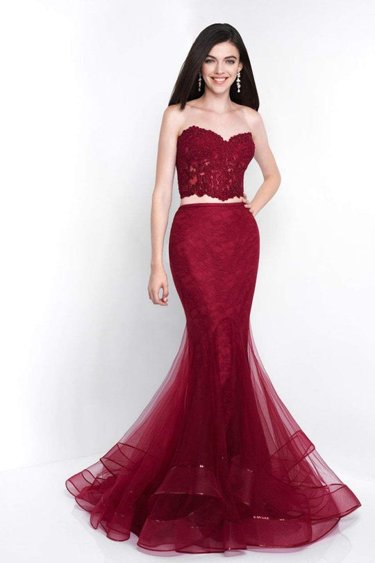 Blush - 11508 Two Piece Beaded Strapless Mermaid Gown In Red