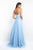 Blush - 11515 Strapless Cascading Jewel Tulle Gown In Blue