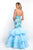 Blush - 11517 Strapless Ruffled Floral Mermaid Gown In Blue