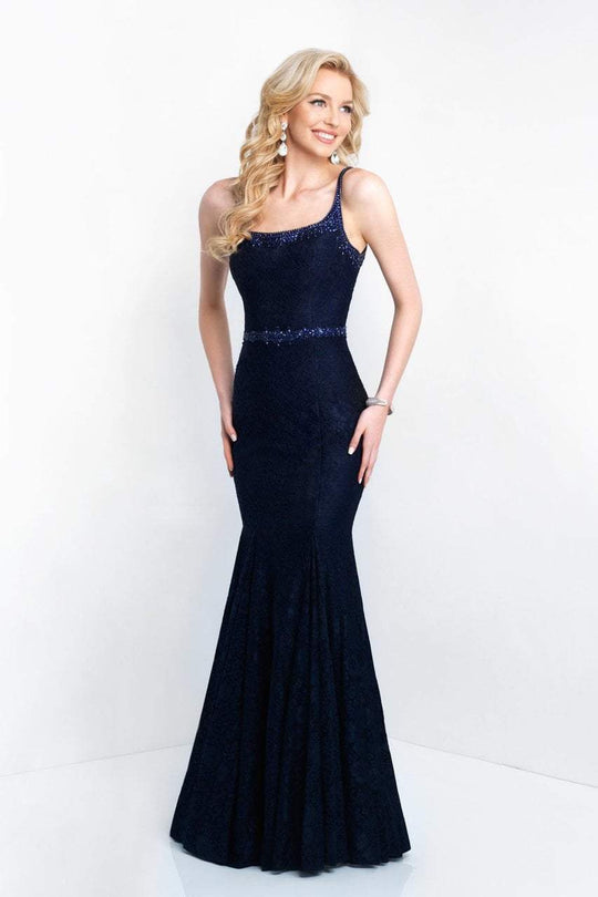 Blush - 11519 Fitted Lace Evening Dress In Black and Blue