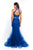 Blush - 11520 Two Piece Beaded Lace Mermaid Gown In Blue