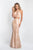 Blush - 11524 Two-Piece Illusion Cutout Halter Sheath Gown In Gold
