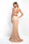 Blush - 11524 Two-Piece Illusion Cutout Halter Sheath Gown In Gold