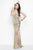 Primavera Couture - 1152 Sparkling Sequin High Slit Evening Gown in Neutral and Yellow